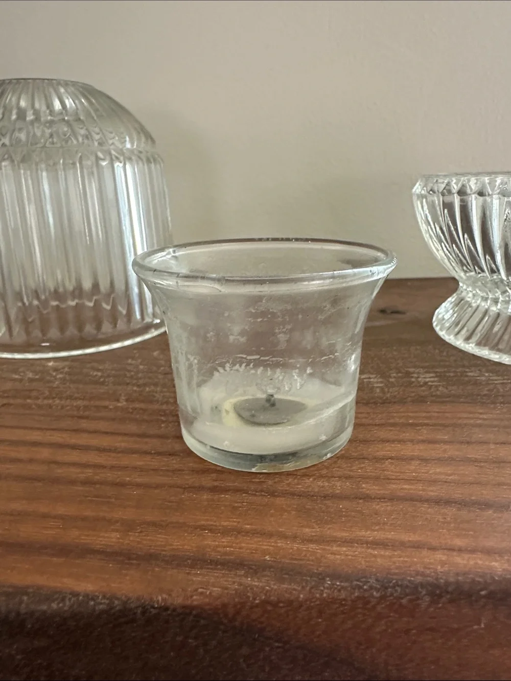 Vintage Homco Clear Ribbed Glass Fairy Lamp - 3 pcs (Authentic Mark)
